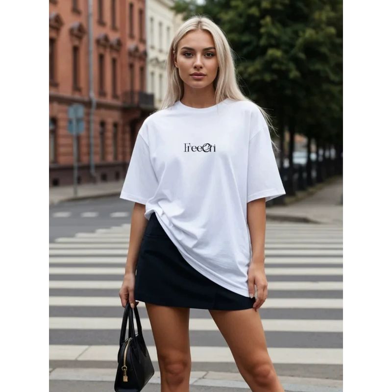 New Letter Printed Top Western Style New Fashion Casual Loose Print Letters T-shirt Top