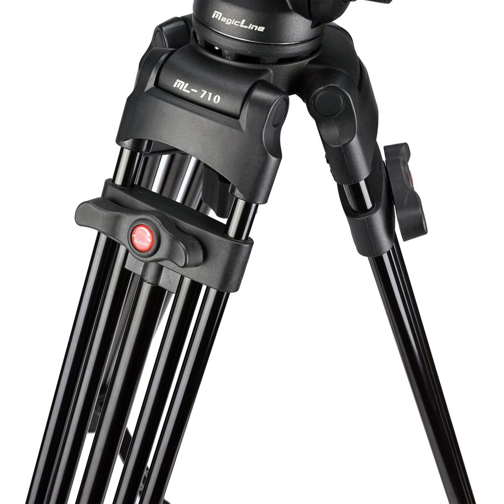 MagicLine Aluminum Video Camera Tripod with Fluid 2 Pan Bar 2 and Telescoping 22 lbs Max Load Capacity for and Sony DSLR Camcorders 70.9" Heavy-Duty