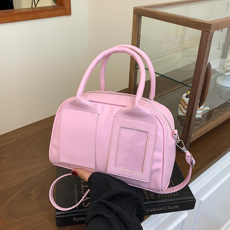 

Новая модная однотонная сумка-тоут, нишевый дизайн, на плечо, мессенджер, женская сумка розовый