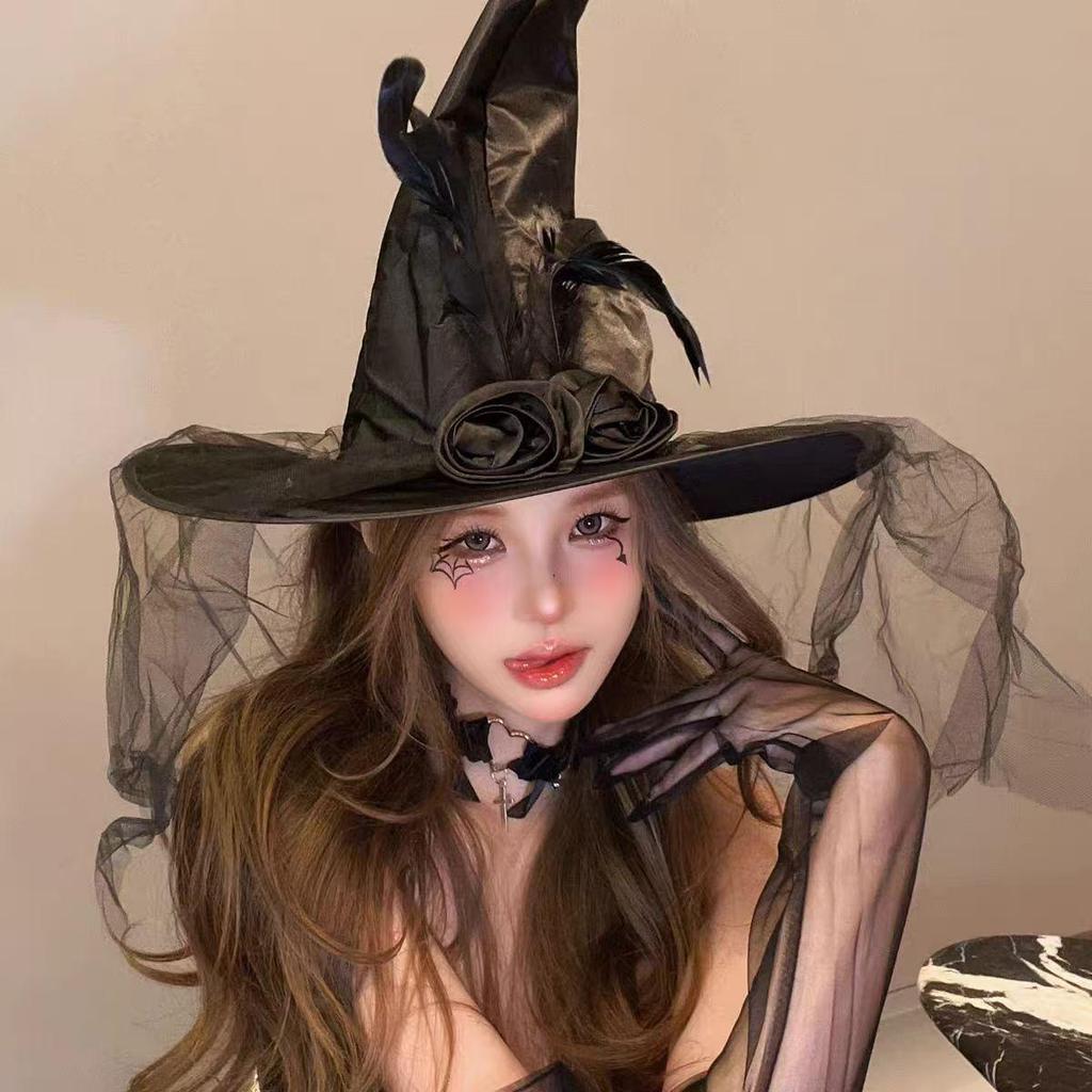 Halloween costume wizard hat cos witch hat party witch decoration props black witch hat