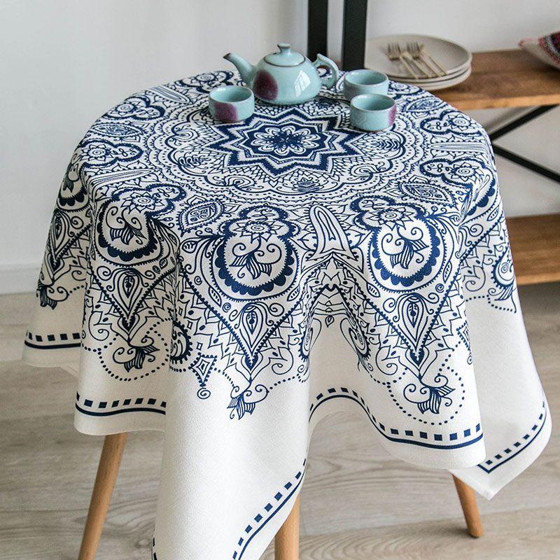 

Ethnic Style Chinese Style Art Fresh Flannel Dining Table Fabric round Tablecloth Square Tablecloth and Coffee Table Cloth Table Cloth Cover Cloth Beautiful lotus X-60 * 60