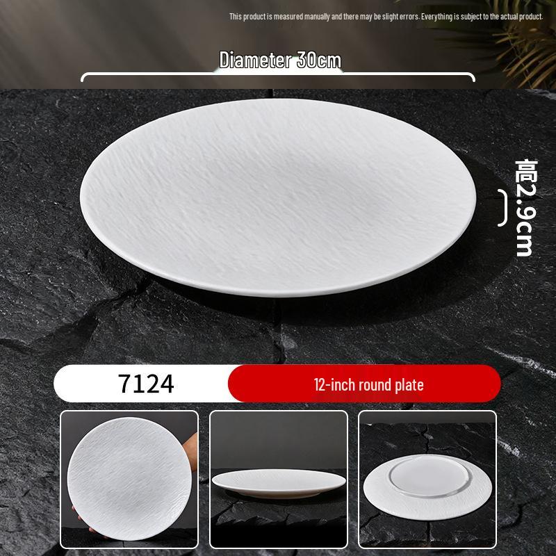 Assiette Plate Blanche Imitation Porcelaine en Mélamine - Ronde Buffet, Fondue, Dessert, Steak, Vaisselle d'Hôtel Commerciale.