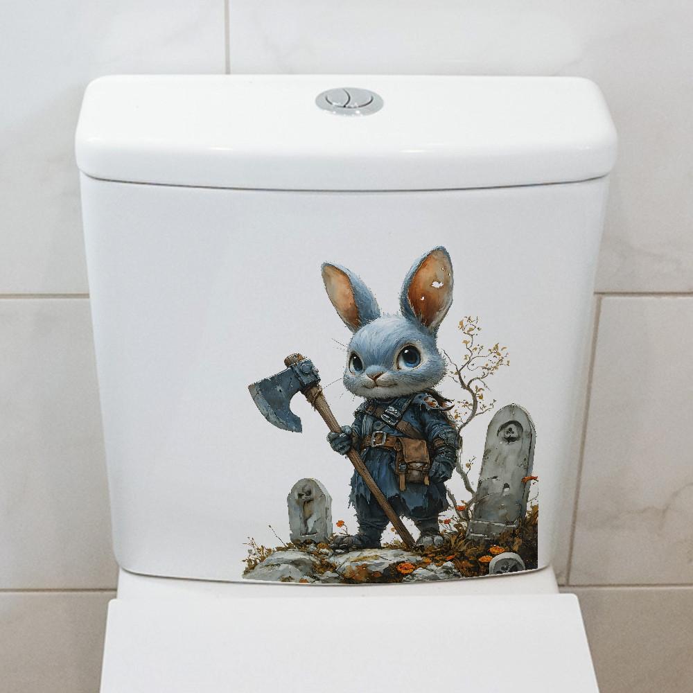 And Bunny Tomb Design Closestool Wall Sticker For Modern Halloween Decor Wall