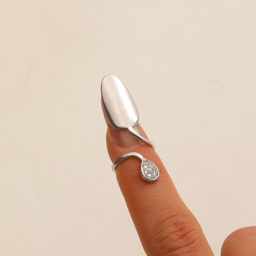 Anello da Dito Minimalista Lussuoso in Zircone per Unghie, Fascia Rimovibile per Manicure, Gioiello da Donna