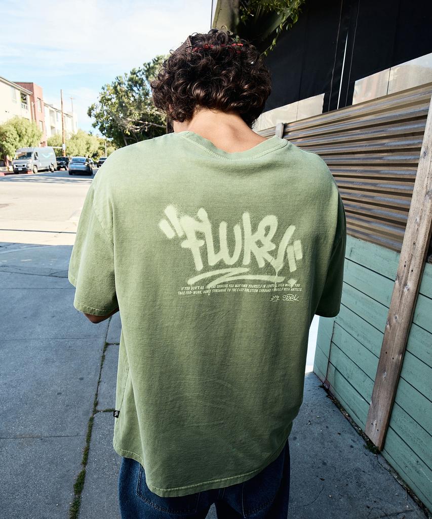 Peullukeu Graffiti Logo Pigment Short Sleeve T-Shirt Khaki Fst750