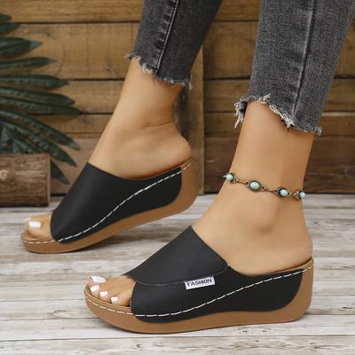 Fashion Summer Soft Platform Slippers Women 2025 Fashion Peep Toe Wedges Flip Flops Woman Light Med Heel Non-Slip Beach Shoes Slides