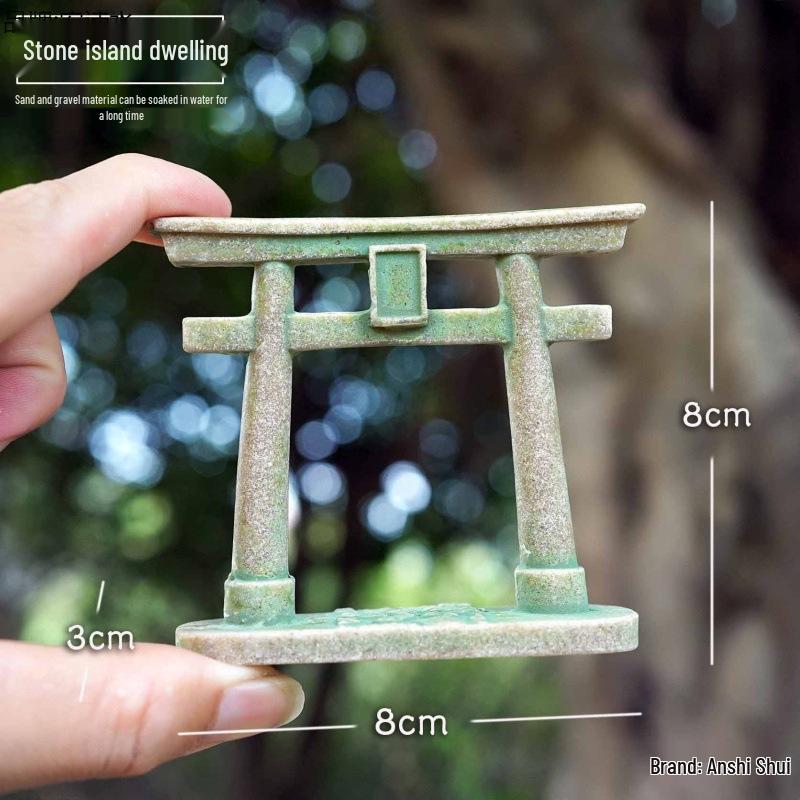 Kyoto Sand Table: Genshin Impact Style Ornament with Torii Bonsai.