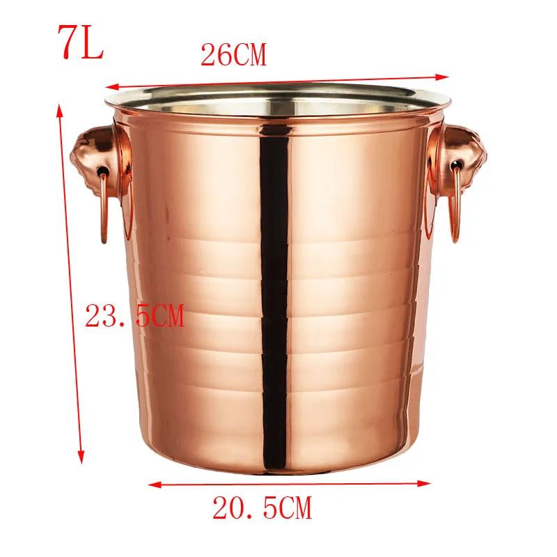 Gold Golden Thick Tiger Head Stainless Steel Ice Punch Bucket Wine Beer Cooler Champagne Cooler Party KTV Double Ear Ice Bucket