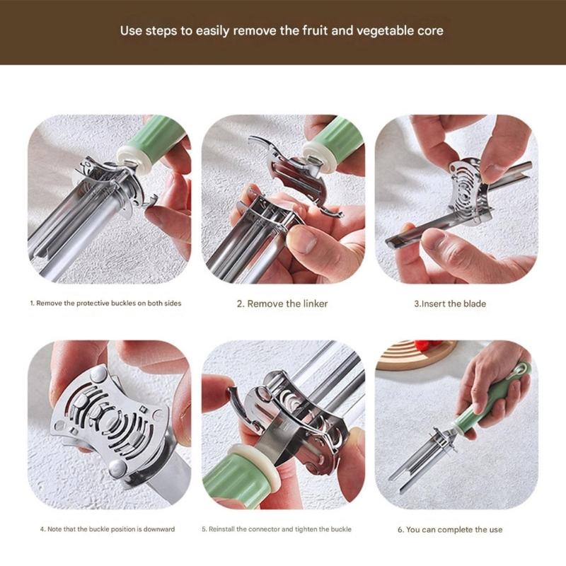 Vegetable Cores Remover Tool Adjustable Diameter For Apples Peppers Stainless Steel Blade Kitchen Gadget