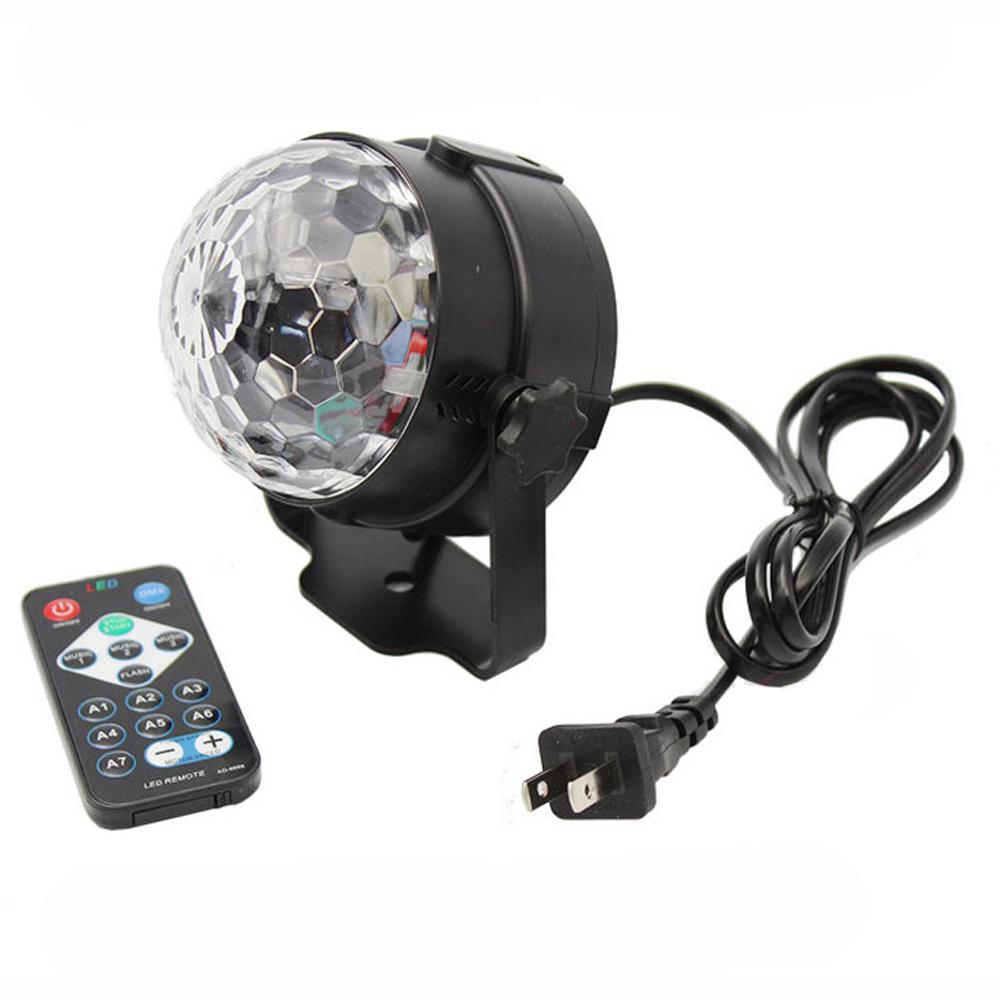 

Вращающийся диско-шар со звуковым управлением, диджейское шоу, дистанционное управление, музыка, RGB светодиодная сцена для рождественских свадебных вечеринок US PLUG