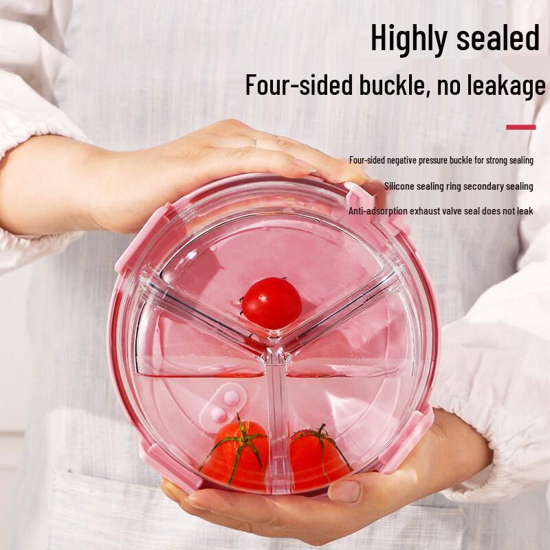 ZISIZ Round Glass Lunch Box with Two Compartments