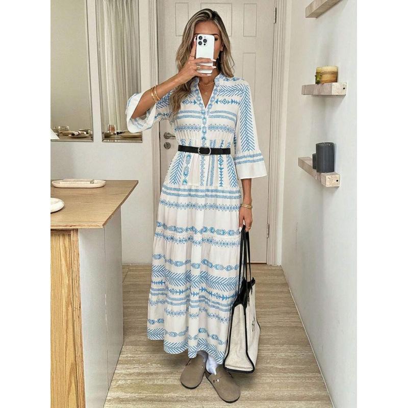European and American fashion slim-fitting long dress women's 2026 summer new casual vacation skirt