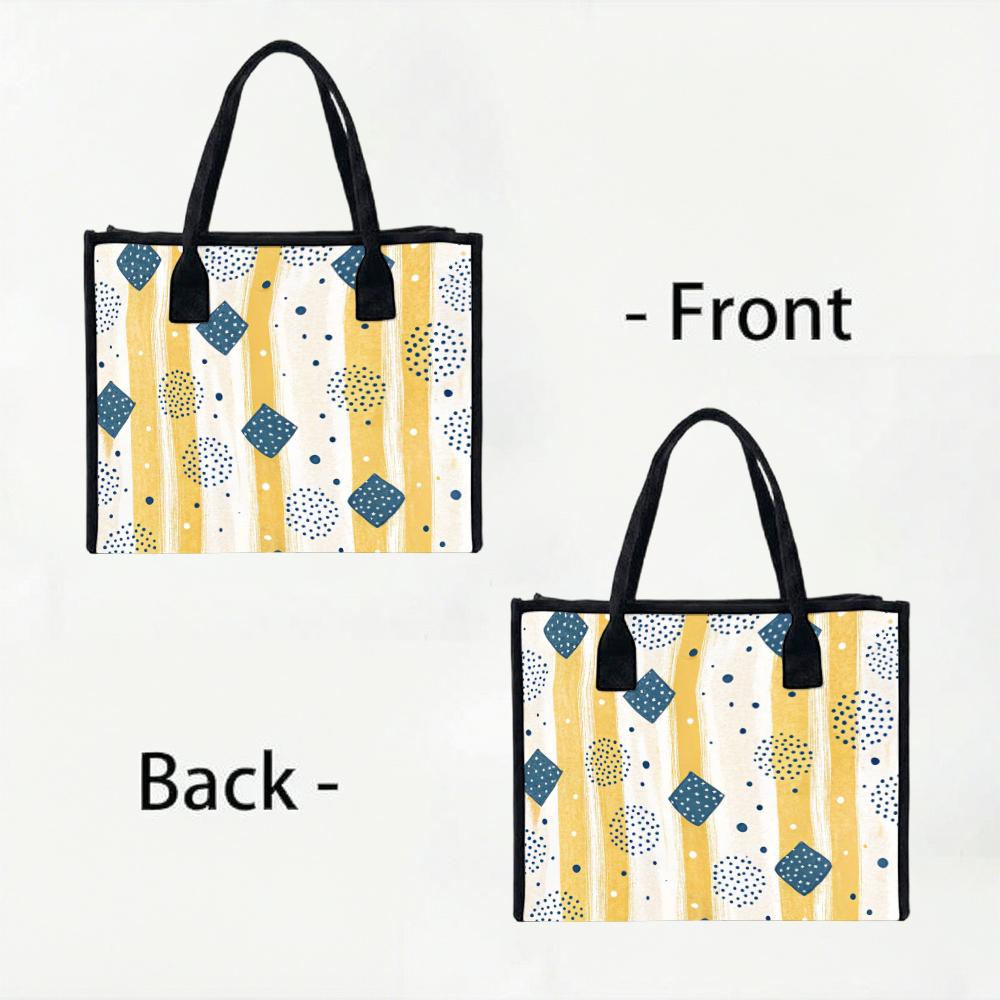 Fashion Geometric Pattern Tote Bag Casual Portable Daily Use Shoulder Bag for Women