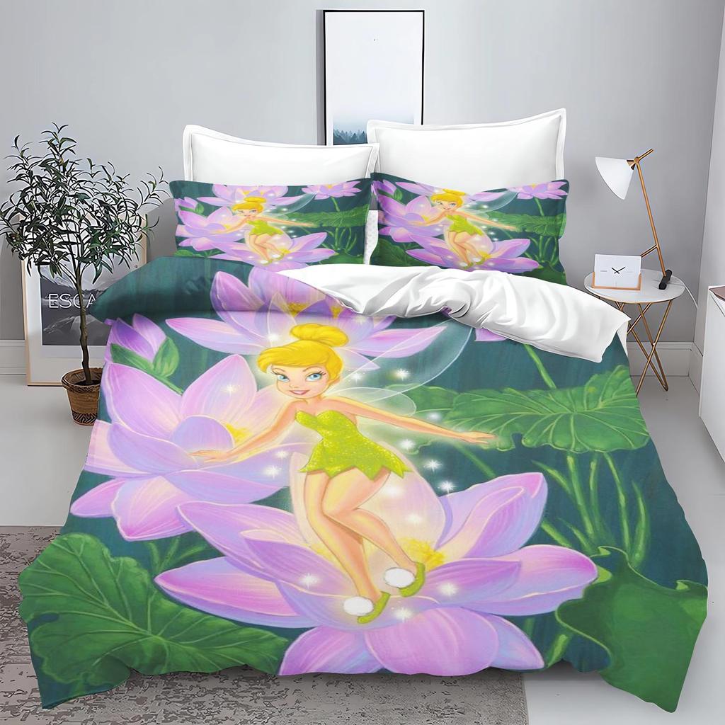 Tinker Bell Anime Disney Bedding Set Duvet Cover 100% Polyester Suitable For Children And Adults 3-Piece Set 1 Quilt Cover