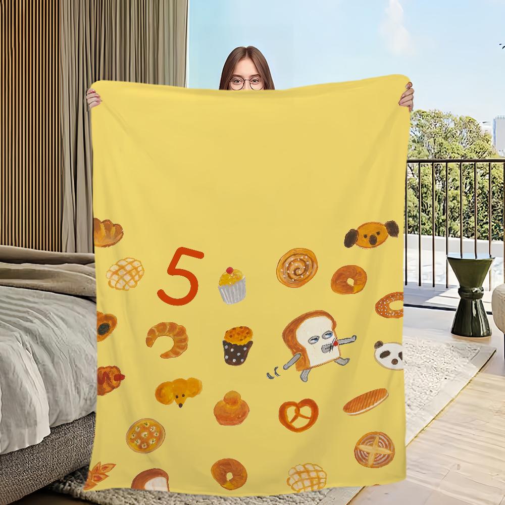 Flannel warm comfort  soft Picture plush Breads Thief blanket for sofa living room office bedroom travel book gift
