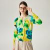 Zhaojun Women's Printed Cashmere Round Neck Cardigan