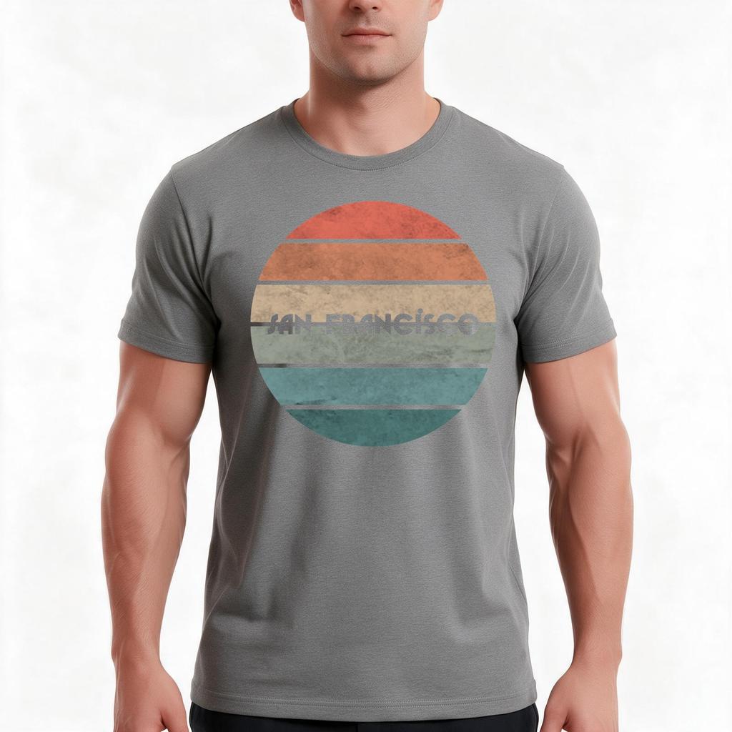 Retro Sunset San Francisco Tshirt Summer Casual Cotton Tee Oversized Streetwear Tops Vintage Graphic Print Unisex Unisex Unisex
