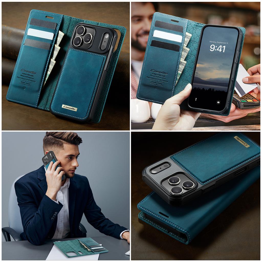 Compatible with Apple 17ProMax magnetic detachable phone case, Samsung S25 flip cover, A17 two-in-one leather case