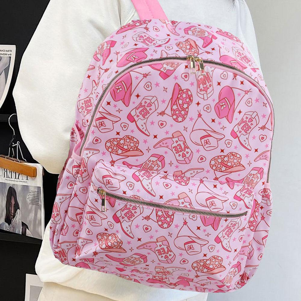

Розовый нейлоновый рюкзак «Вест Ковбой» для девочек, большой вместимости, студенческий рюкзак для книг, водонепроницаемый школьный рюкзак для женщин, обратно в школу розовый