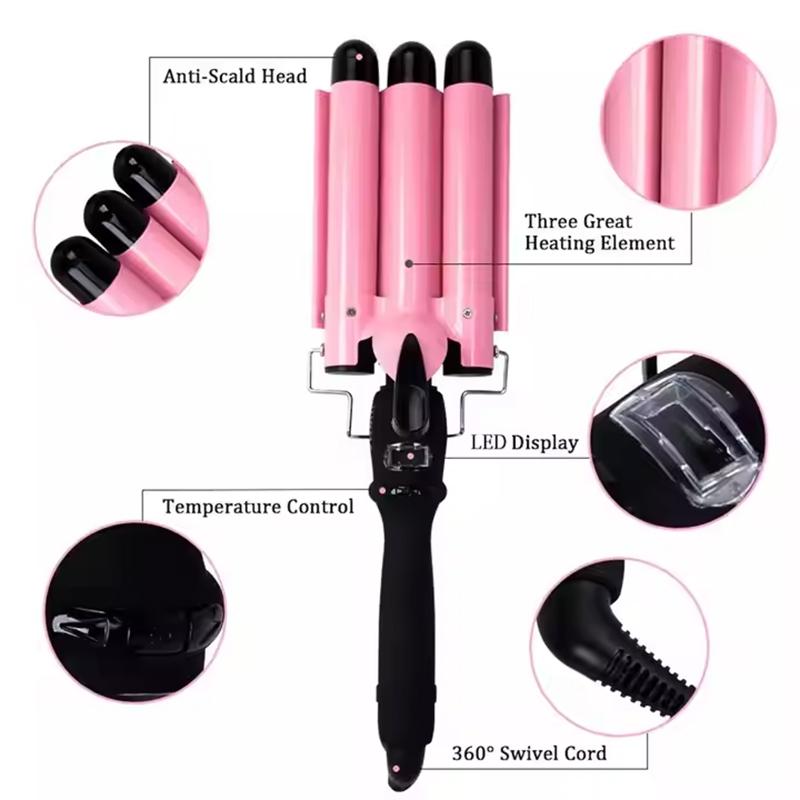 Hot Selling Three Tube Curling Stick Egg Roll Fluffy Thin Curling Stick Waver Hair Curler 3 Barrel Hair Curler