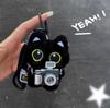 Upgraded Hook Squeaky Black Cat Bag Charm: Cute Plush Backpack Keyring