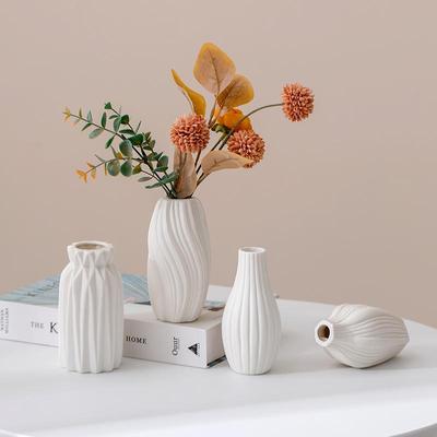 Nordic Ceramic Vase for Flower Arrangements - White Bisque, Small, Perfect for Dining Table or TV Cabinet Decor.