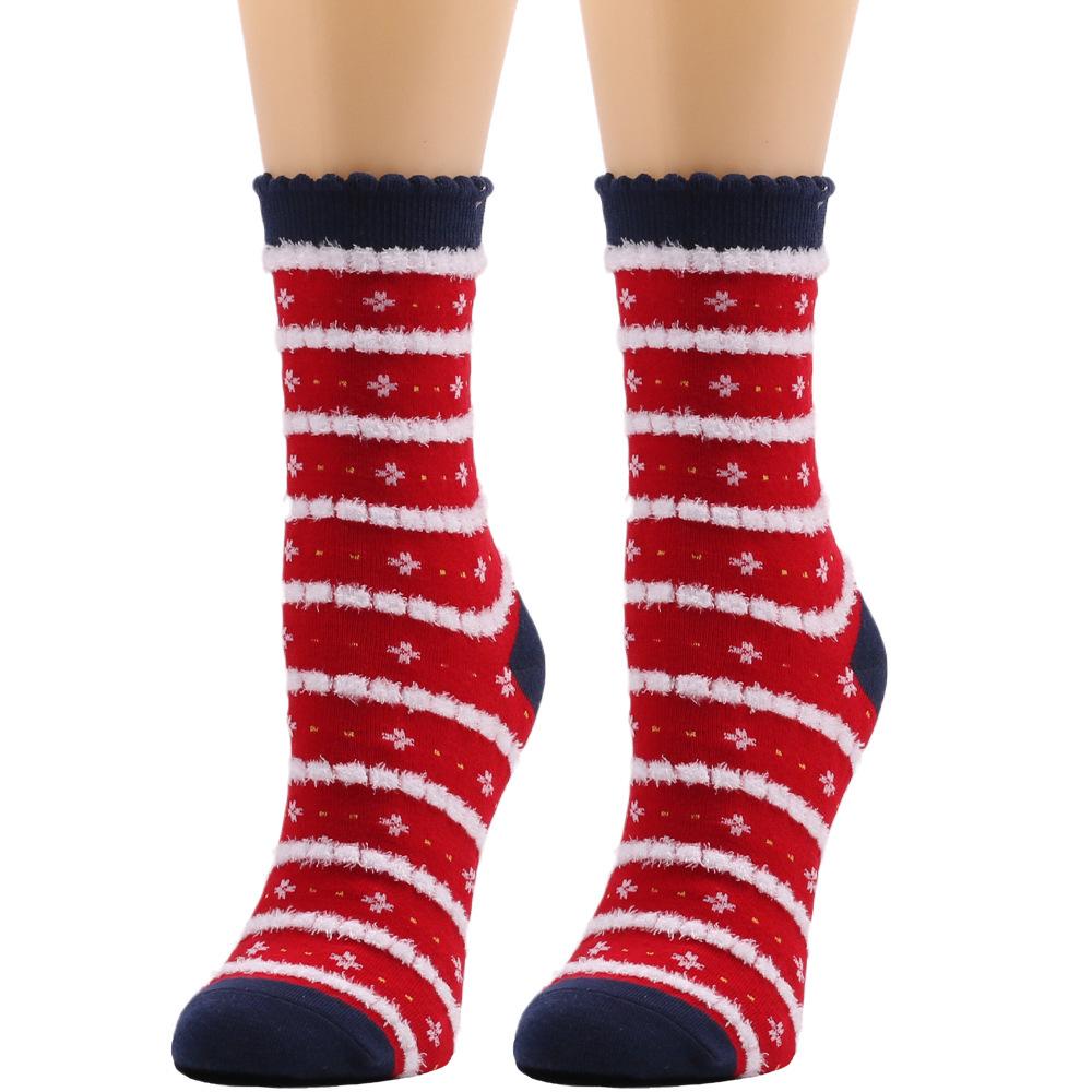 Women's Mid-Tube Fluffy Christmas Socks: European & American Winter Collection