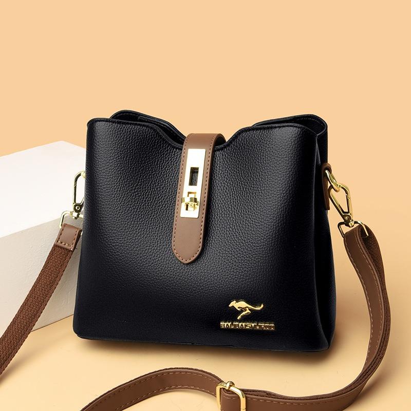 Women's bag new fashionable versatile bucket women's shoulder bag old mother embroidery thread large-capacity bag