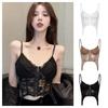 Slim Fit Sexy Lace Corset Top Push Up Hollow Suspender Vest Streetwear Floral Lace Camisole  Girl