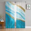 Luxury Tulle Curtains Teal Gradient Marble Pattern Living Room Kitchen Chiffon Curtain Youth Bedroom Sheer Floor Valance Curtain