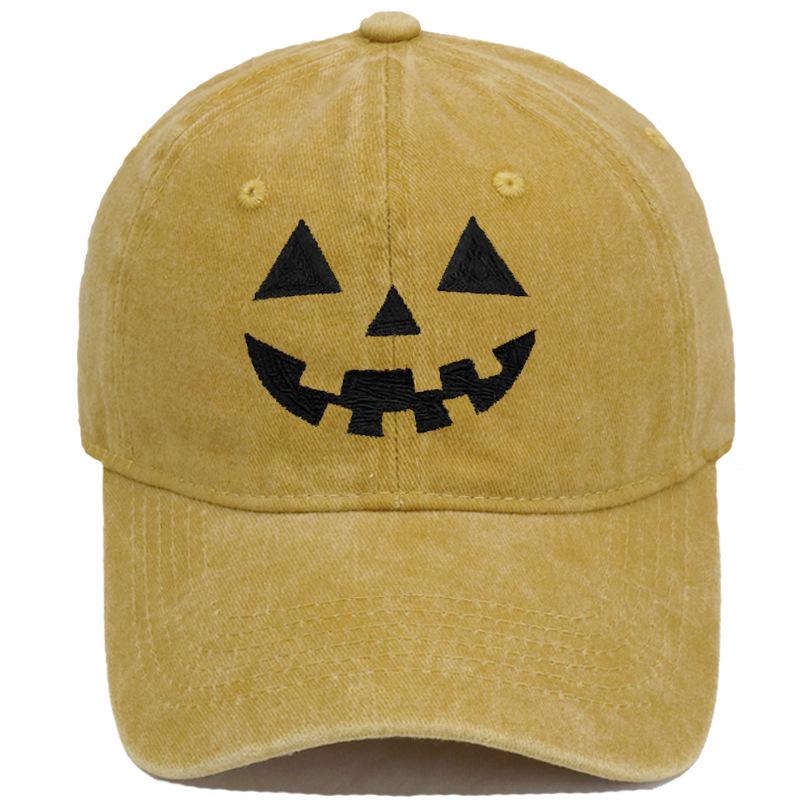 Cross-border Halloween Smiley Pumpkin Embroidered Vintage Baseball Cap - Unisex Casual Style