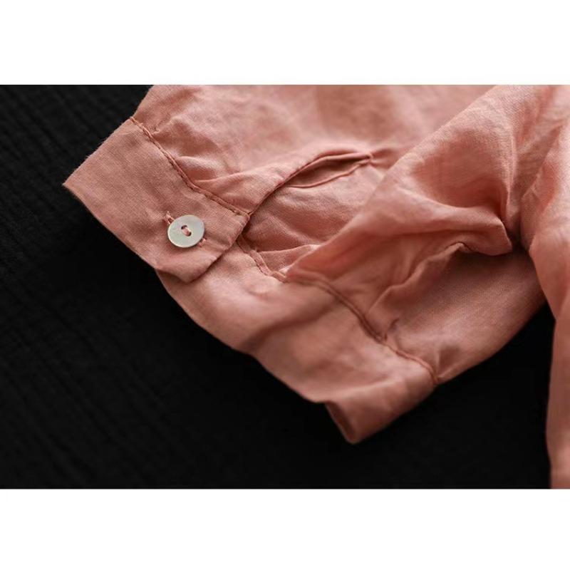Summer Art Retro Fine Linen Top Women's Thin Cotton Linen Short Sleeved Shirt Blouses & Shirts