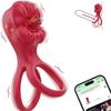 Vibrating Penis Ring Oral and Tongue Clitoral Stimulator, APP Penis Ring Couples Erotica, Male Female Couples Erotica with G Spot Clitoral Vibrator