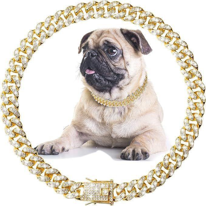 Dog Chain Collar Luxury Gold Pet Metal Chain Collar For Small Medium Large Dogs Cats Pet Jewelry Necklace Accessorie