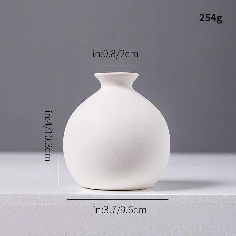 White Ceramic Mini Vase, Chinese Minimalist Desktop Hydroponic Pot for Dried Flowers, Aesthetic