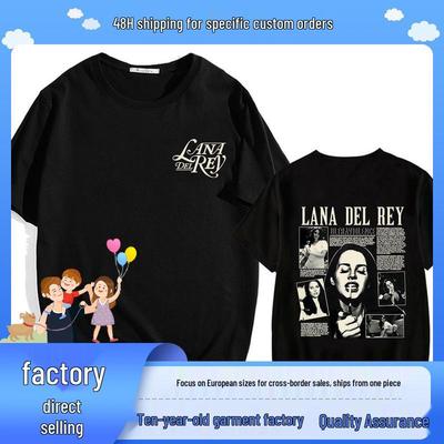 Lana Del Rey Bedrucktes Kurzarm Unisex Baumwoll-T-Shirt - Weich, Locker, Lässig, Rundhals für Frühling/Sommer.