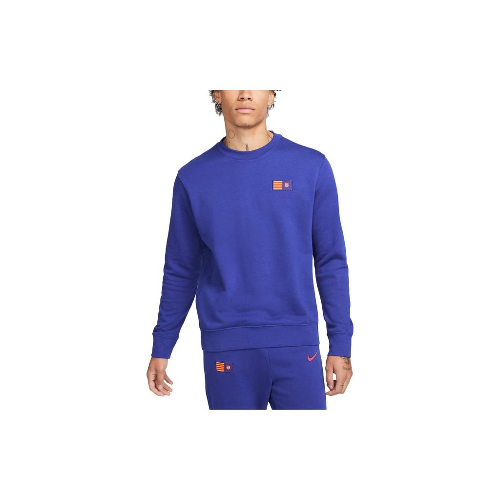 Nike Logo Print Pullover Crew Neck Sweatshirt Men Tops Deep-Royal-Blue FD1443-455