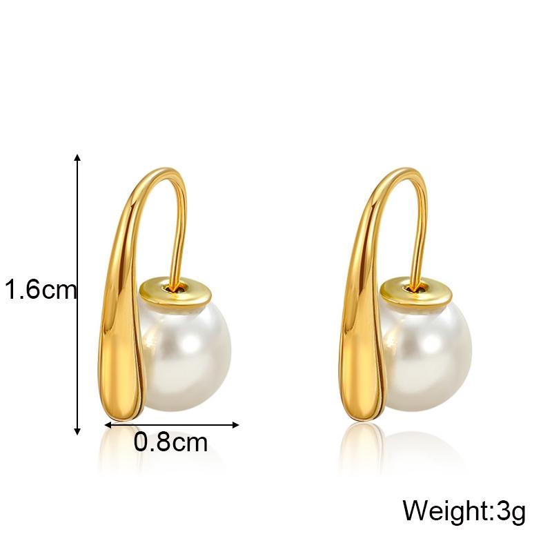 Two in One Golden Metal Imitation Pearl Stud Earrings for Women Geometry Simple Fashion Sweet Personality Jewelry Gift
