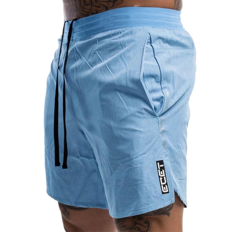 

Brand Men Fitness Bodybuilding Gyms Workout Shorts Man Summer Breathable Quick Dry Sportswear Jogger Beach Short Pants S небо синє кольору
