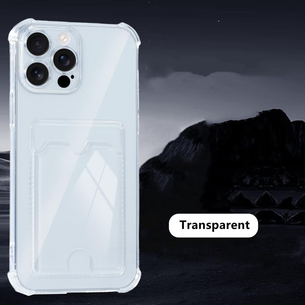 Miękkie przezroczyste etui z miejscem na karty do iPhone 17 16 15 14 13 12 mini 11 Pro X XR Xs Max 7 8 Plus 16e Odporne na wstrząsy etui
