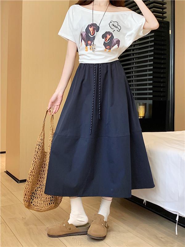 Plus Size Pear-Shaped High-Waisted White A-Line Skirt - Tummy Concealing & Slimming for Summer