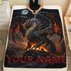 1PC Custom Name Dragon Castle Burn Patterned Flannel Blanket Suitable For All Seasons for Home Decor Warmth and Comfort Gifts Holiday Present_lx