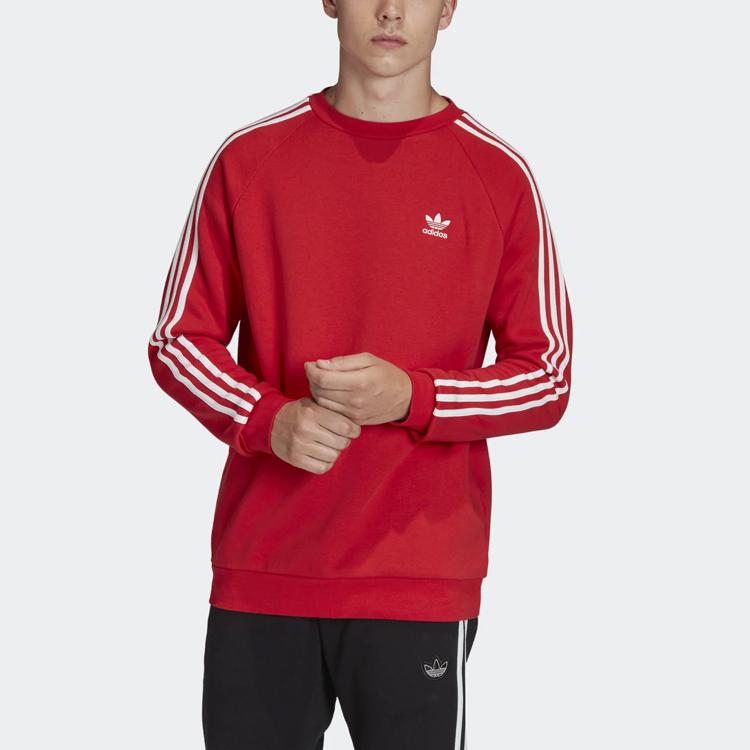 Adidas Hanorac cu 3 dungi Originals Crewneck Bărbați Topuri Roșu FM3761