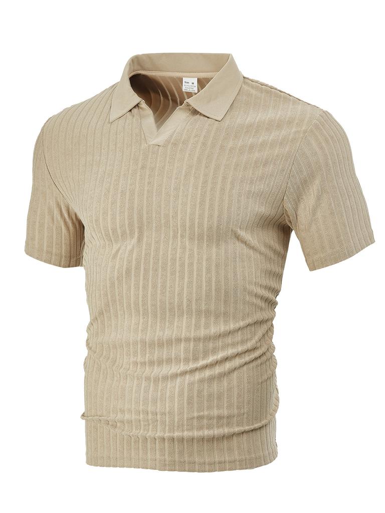 Europäische und amerikanische Herrenbekleidung Sommer TK neu lässiges atmungsaktives Frottee-Jacquard-Hemd mit Kragen, gestreift, kurzärmelig für Herren