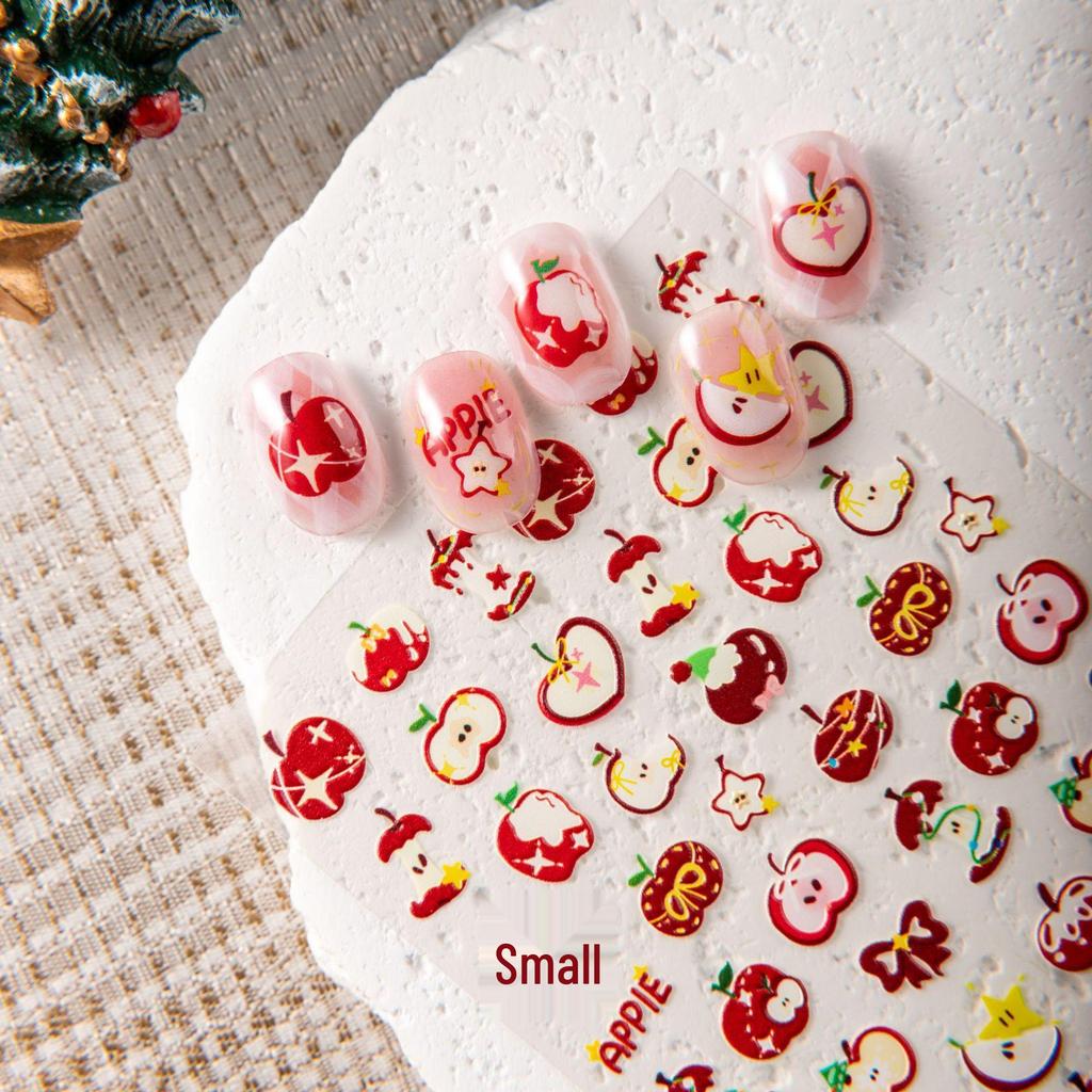 Cute Bow Knot Apple Firework Nail Art Stickers – Embossed DIY Adhesive Nail Decals
