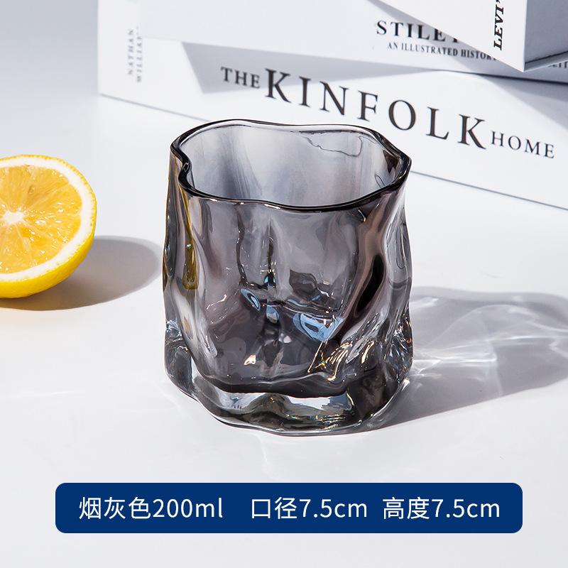 Pink Butterfly Irregular High Beauty Transparent Crystal Glass Cup Cold Drink Cup Twist Cup Household Juice Whiskey Glass