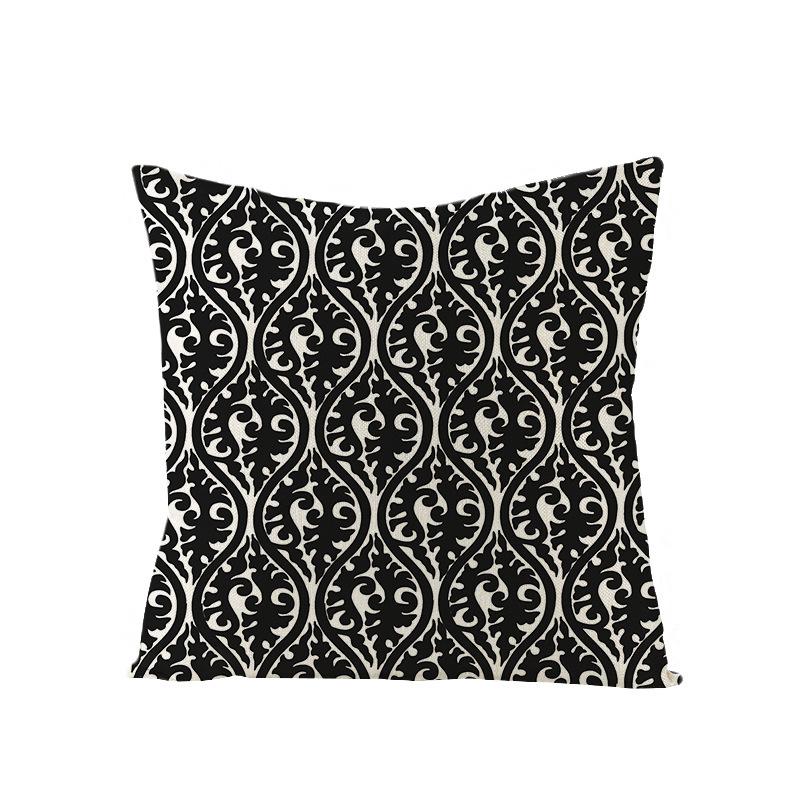 Black and White Nordic Simple Geometric Linen Pillowcase Modern Style Pillowcase Car Cushion Home