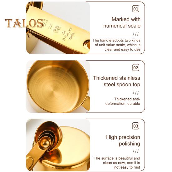 Messlöffel-Set aus Edelstahl, Doppelskala, Messbecher mit ergonomischem Griff für präzise Backmessungen, Verwendung in der Küche zu Hause und in der Bäckerei