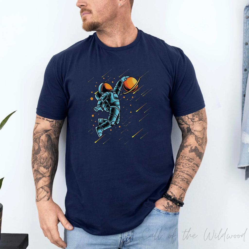 Men's Astronaut T-Shirt Men's Funny Space Shirt, Cosmic Shirt Rocket Sci Fi T-Shirt Retro Streetwear Short-sleeved Men's T-shirt