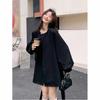 Black Korean Style Lace-up Waist-Cinching Trench Coat for Petite Women - 2025 Autumn Elegant Slim Fit Outerwear